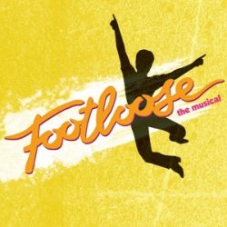 Yellow background with a shadow of a man dancing with Footloose written over the top of the image